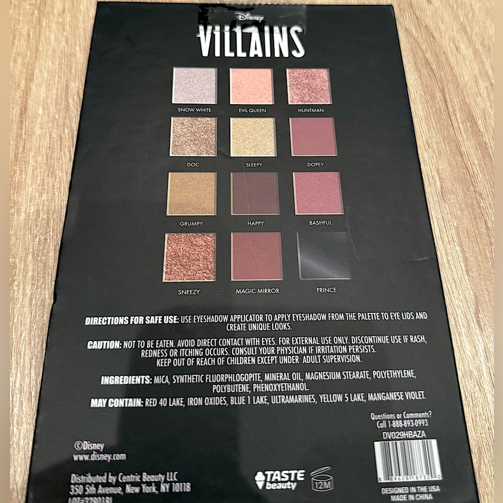 New! Disney VILLAINS Eyeshadow Palette 12 Shades Full Size Taste Beauty